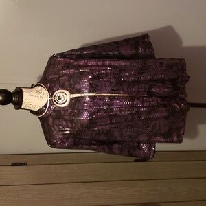 Kim Roger's Today's Woman's Planket Open Front Mandarin Neckline